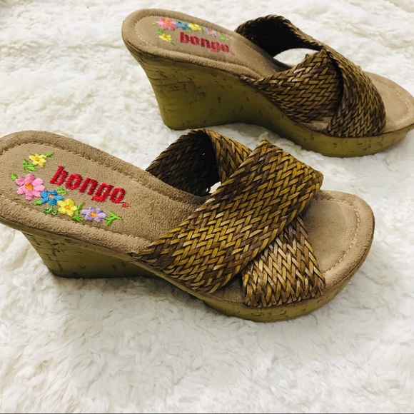 Bongo Neutral Brown Woven Wedge Sandals Size 5.5 - Picture 3 of 7